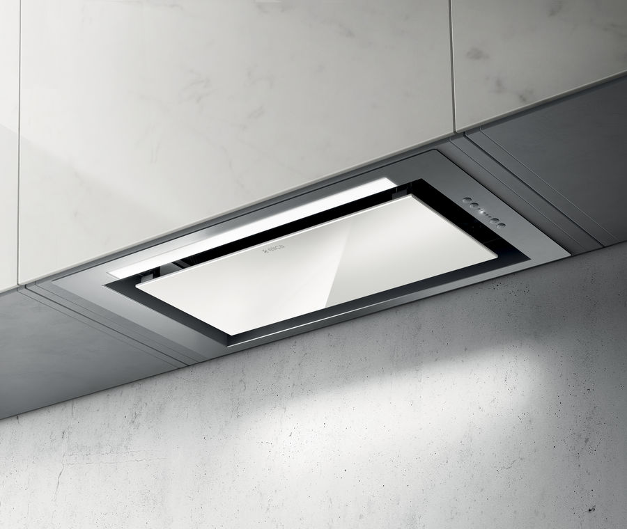 HIDDEN IXGL/A/60-PRF0097676 Встраиваемые вытяжки / тип встраиваемая, 52.3 см, 1200 куб.м., электронное управление, нержавеющая сталь+белое стекло Elica 