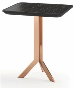 PRADDY Квадратный журнальный столик из нержавеющей стали и дерева с основанием 3 звезды  Ml127