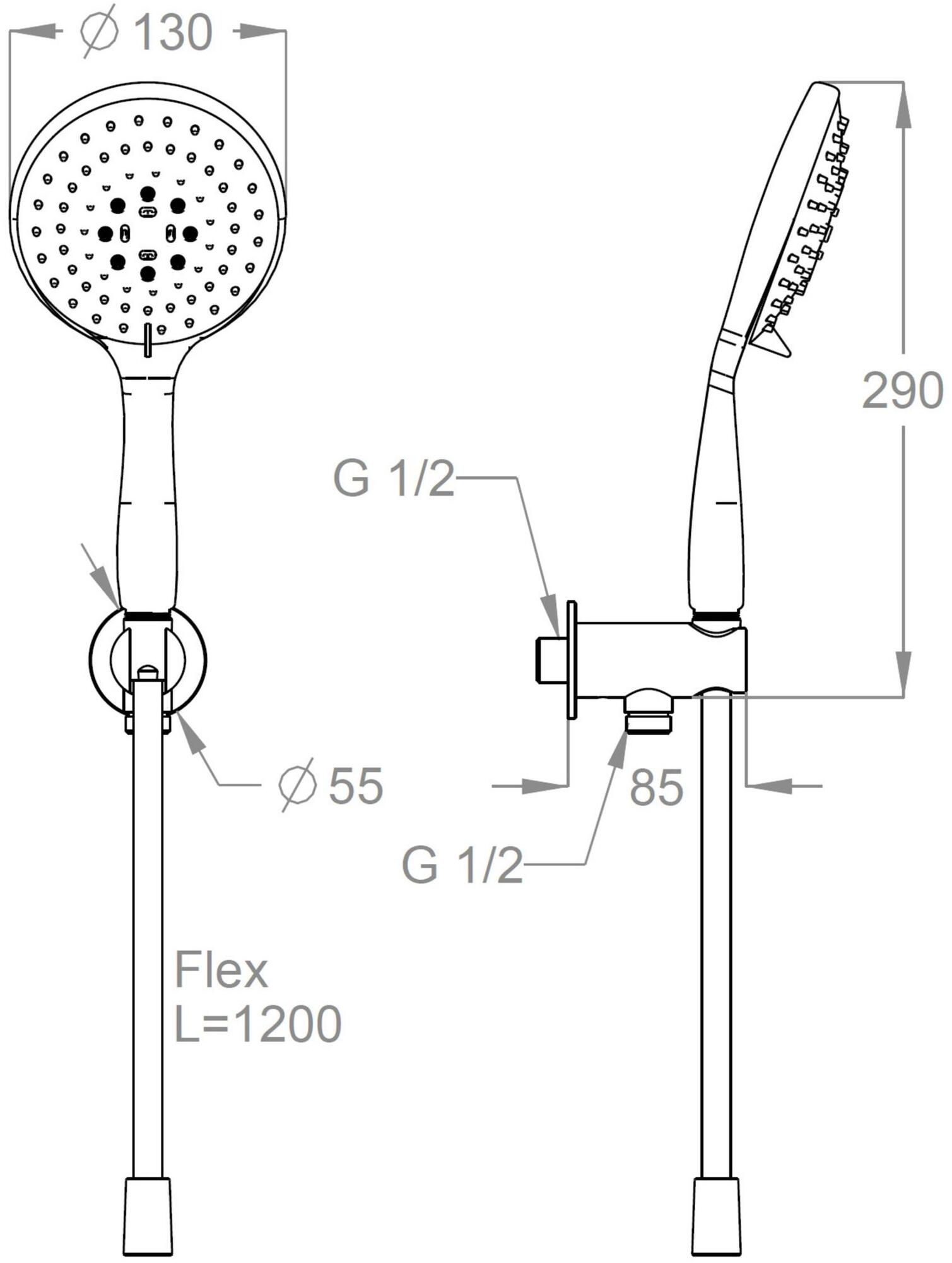 Fir Italia Настенный латунный ручной душ с подставкой New handy 52 4204816 - Вид №1