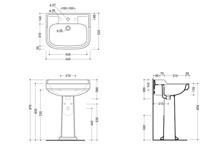 Керамическая раковина на колонне Ceramica Flaminia Efi ARCH-00070068 - Вид №9