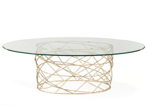 Стеклянный овальный стол для гостиной