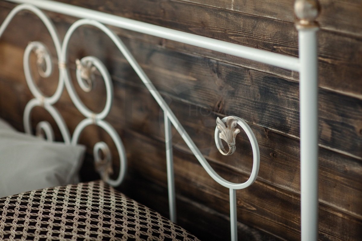 Кованая двуспальная кровать 160х200 с одной спинкой белая "Камелия" FRANCESCO ROSSI КАМЕЛИЯ 134634 Белый  - Вид №1