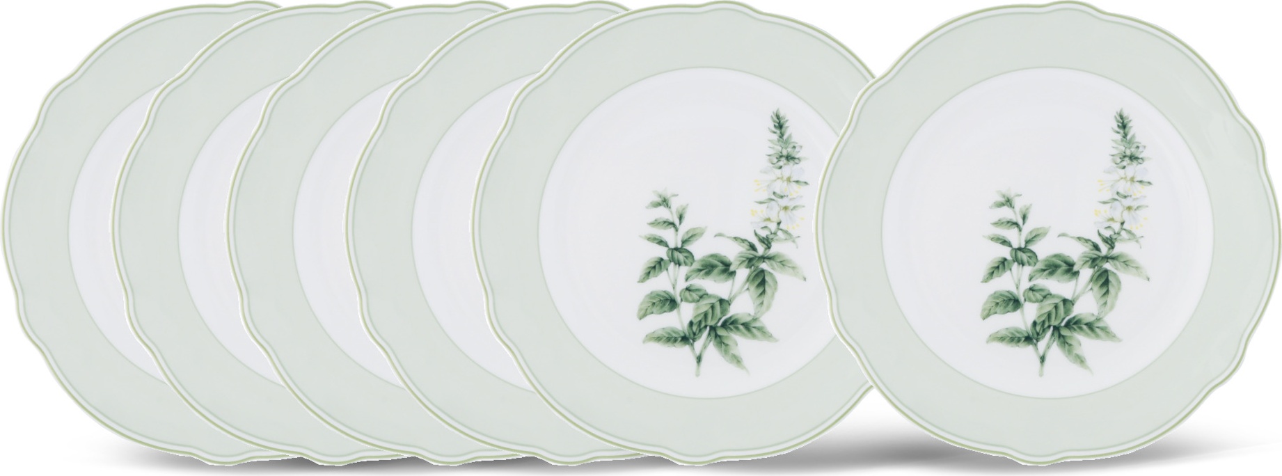10665462 Noritake Набор из 6 тарелок закусочных Noritake "Английские травы" 21см Фарфор костяной 