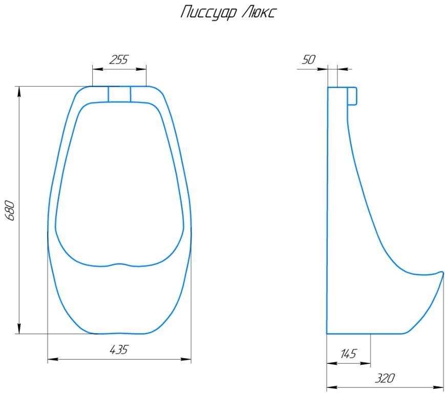 Люкс, Писсуар Настенный писсуар, уринал с мушкой ROSA Люкс - Вид №1