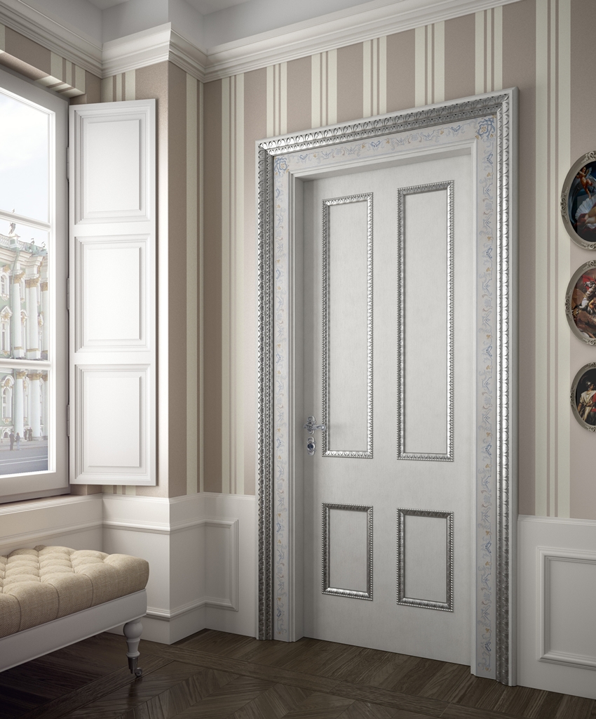 Di-1 Tifernoit Дверь в тонкую полоску с серебряными рамами Porte  - Вид №1