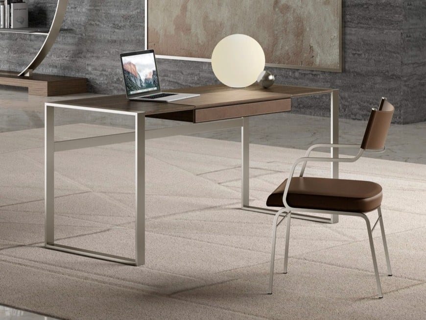 Прямоугольный стол из дуба и кожи с ящиком F.lli Orsenigo DESK ARCH-00004920