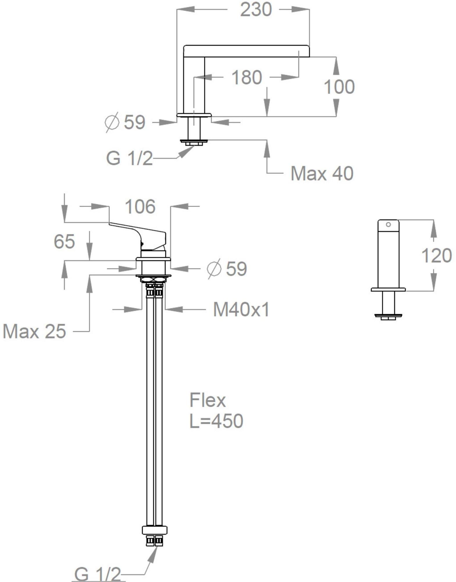 Fir Italia Комплект для внешней ванны из латуни на 2 отверстия New handy 52 5231204 - Вид №1