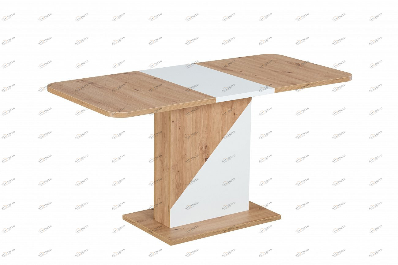 Стол обеденный раздвижной коричневый с белой вставкой 110-145 см Accent STOOL GROUP  00-3958850 Белый;коричневый 