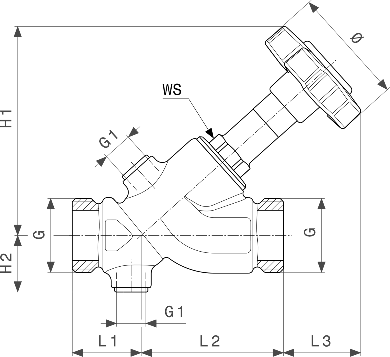 457 266 *) Модель 2238.1 Трубопроводные системы  Easytop системные вентили  Бронзовые запорные вентили Santreyd  - Вид №3