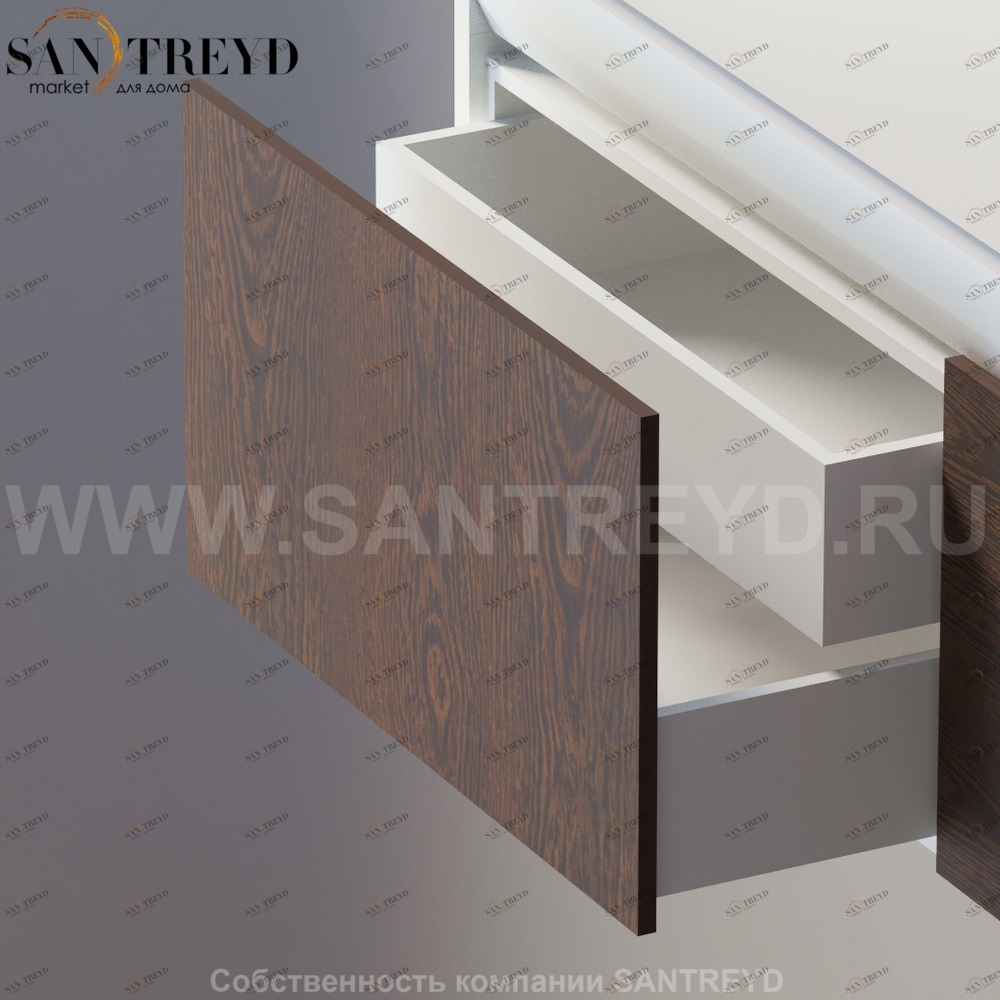 EVOLUZIONE Выдвижной двойной ящик с фронтовой панелью под коричневый дуб. Цена в данной композиции указана за 3 позиции. AEVOM19808U Agape