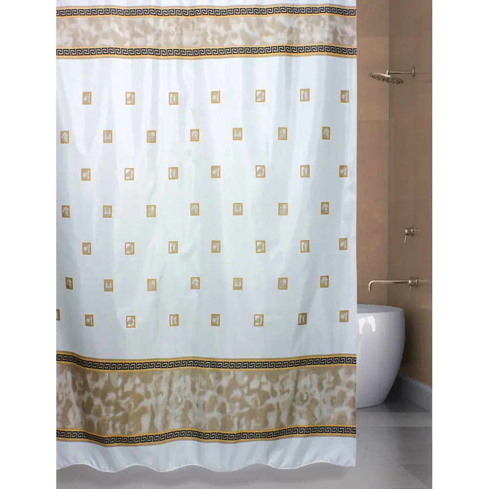 BATH PLUS Rome - Штора для ванной бежевая 180 см с усиленным креплением 11493779 STLM-0001265 - Вид №7