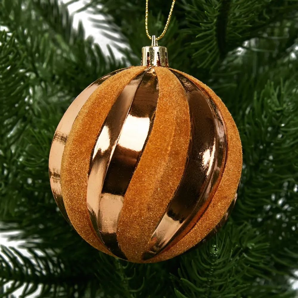 87036425 Елочное украшение Шар с объемным узором Christmas ø7.8 см цвет коричневый STLM-1354002 Santreyd 