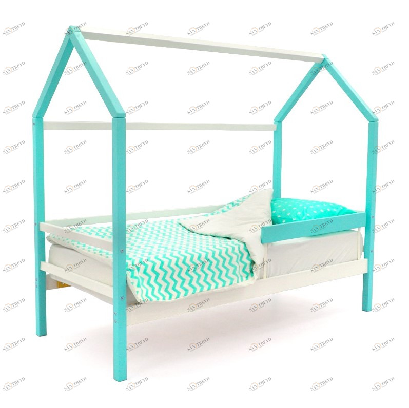 Кровать-домик детская мятно-белая Svogen БЕЛЬМАРКО  00-3833075 Голубой Santreyd 