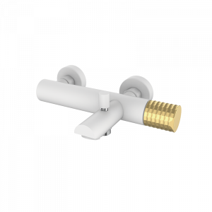75224717 PREMIUM Белый смеситель ванна-душ Белое Матовое Золото GRB MIXERS