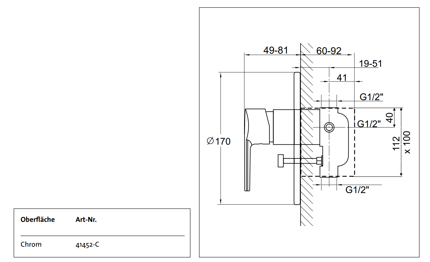 Смеситель встраиваемый для душа Kaja Signum 41452-C 41452C - Вид №1