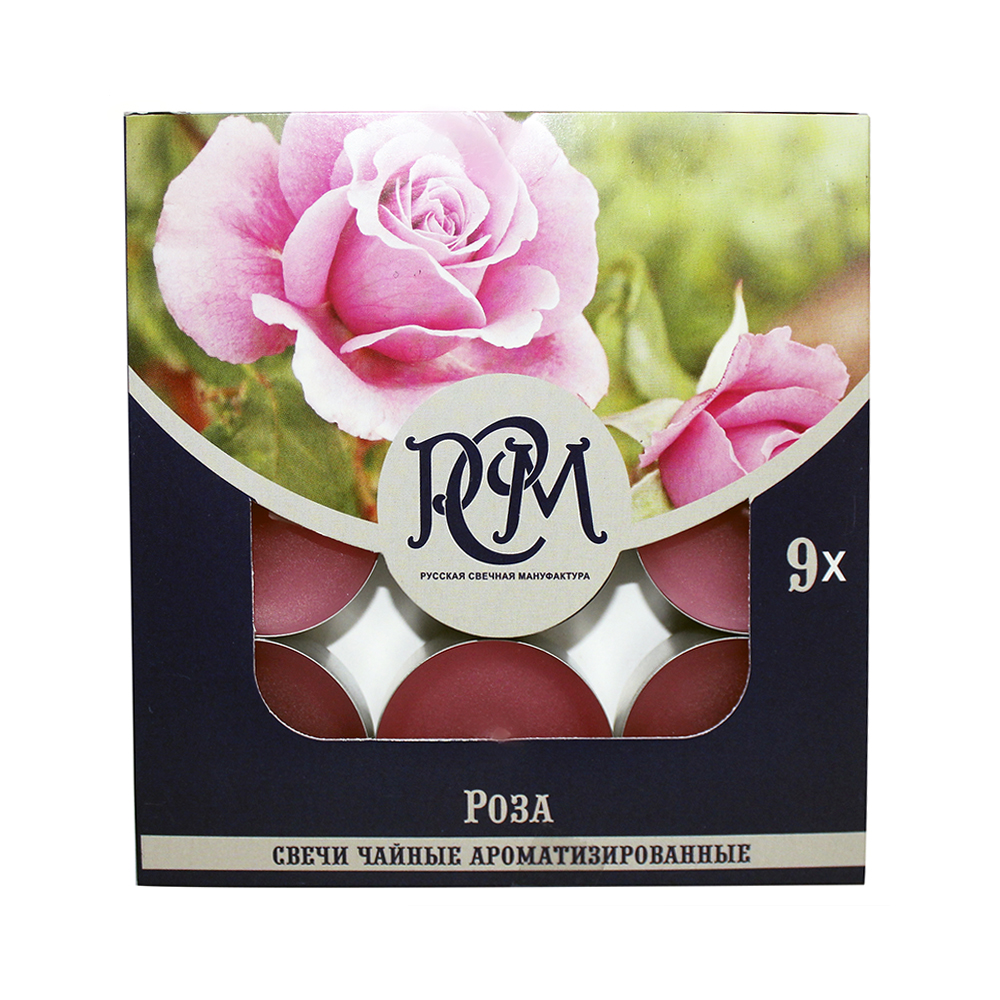 1300904 Свеча чайная 100 г 9 шт. Роза РСМ 