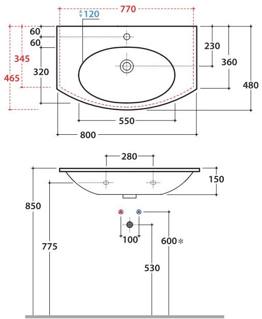 Md080.bi / md070.bi Подвесная раковина настенная овальная Ceramica Globo 4ALL белая - Вид №5