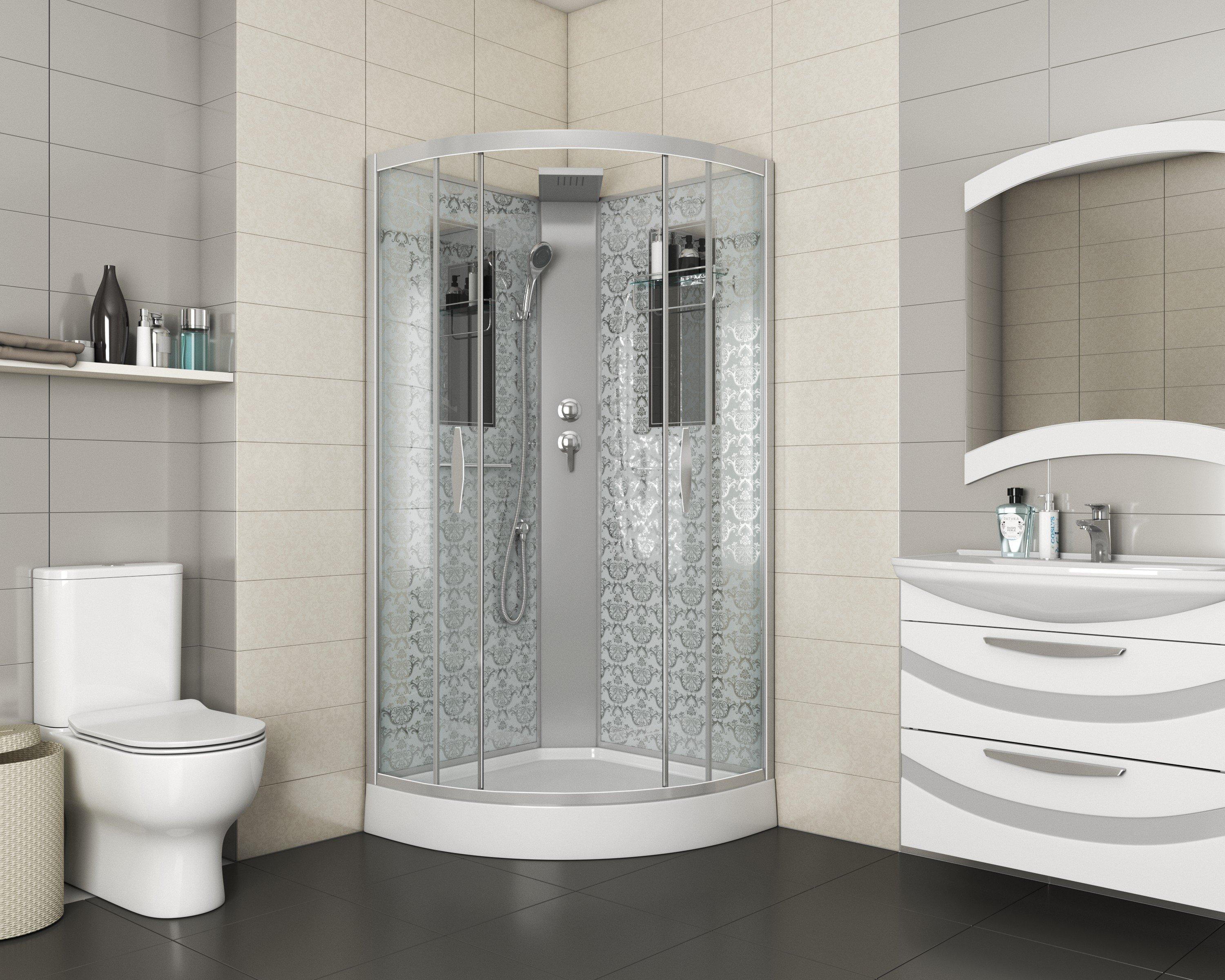 Душевая кабина NG-7715WBK (900x900х2100) низкий поддон стенки БЕЛЫЕ БЕЗ КРЫШИ 4 места Niagara Luxe - Вид №1