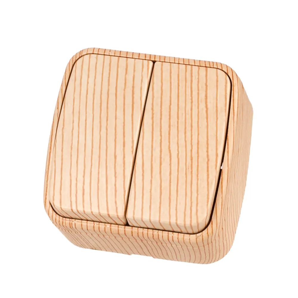 Выключатель накладной TDM Electric Дача с двумя клавишами в цвете сосна 89376331 STLM-1109347