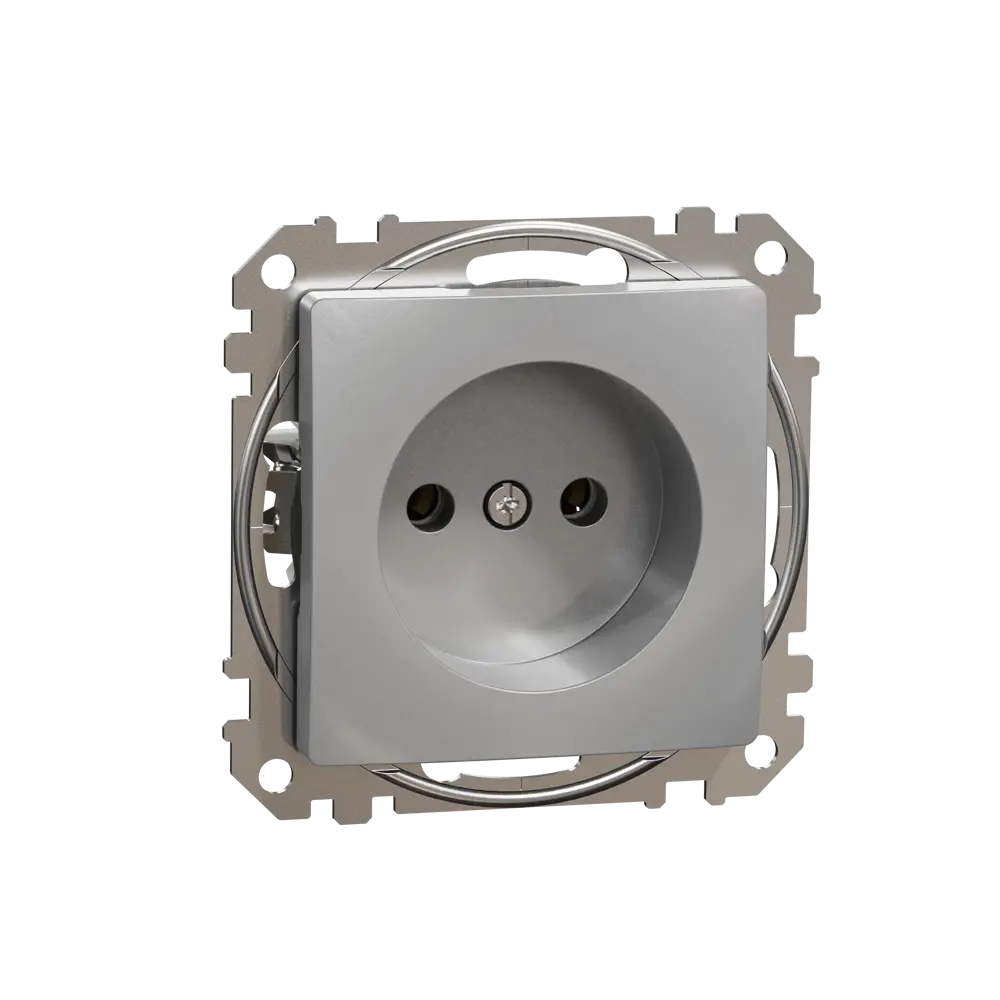 Розетка встраиваемая Systeme Electric Sedna Design без заземления, цвет алюминий 84794306 STLM-2023075 - Вид №1