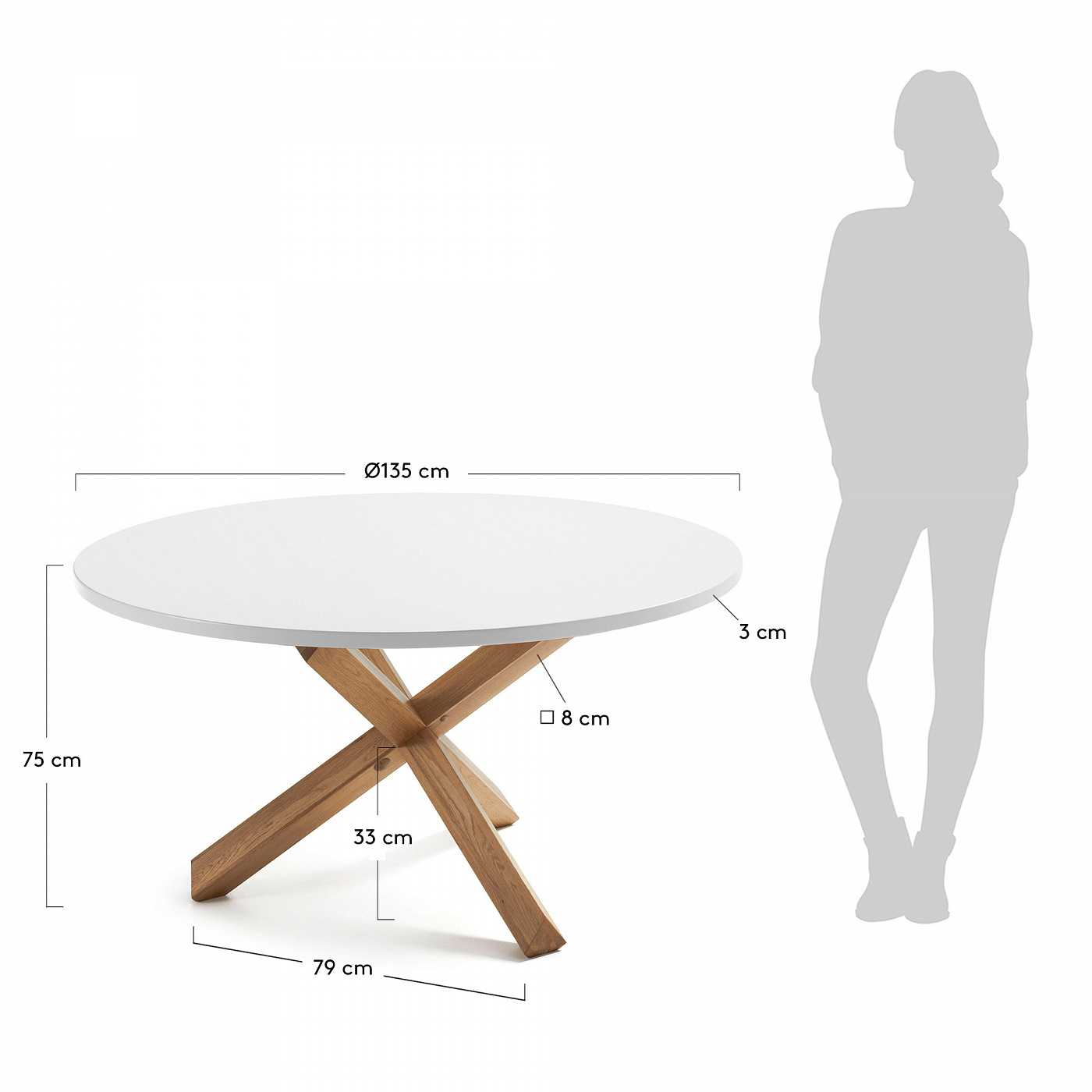 053395 Стол Nori Ø135 дуб матовый белый La Forma Lotus - Вид №2