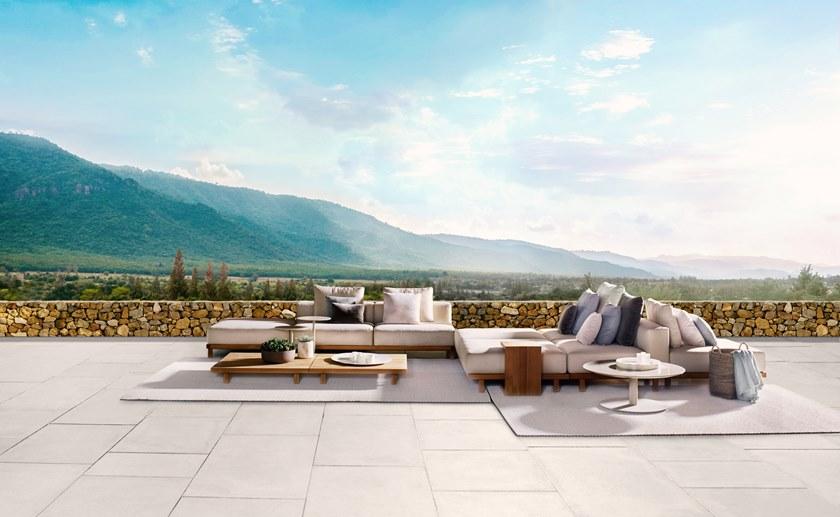 TRIBÙ Модульный садовый диван с водоотталкивающими подушками Vis à vis sofa sun-id-1365364 - Вид №13