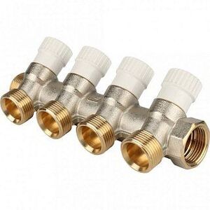 Коллектор 3/4" STOUT с вентилями на 4 выхода 3/4"ЕК
