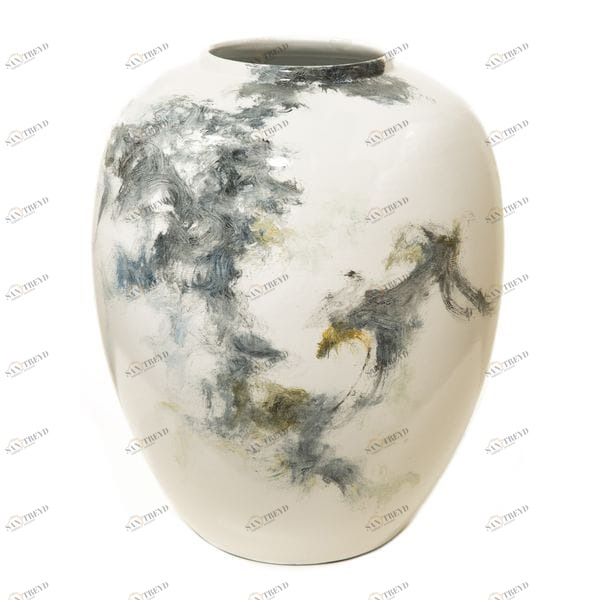 Ваза керамическая бежевая с черным малая 34 см "Акварель" UNICO ДИЗАЙНЕРСКИЕ 255433 Белый 