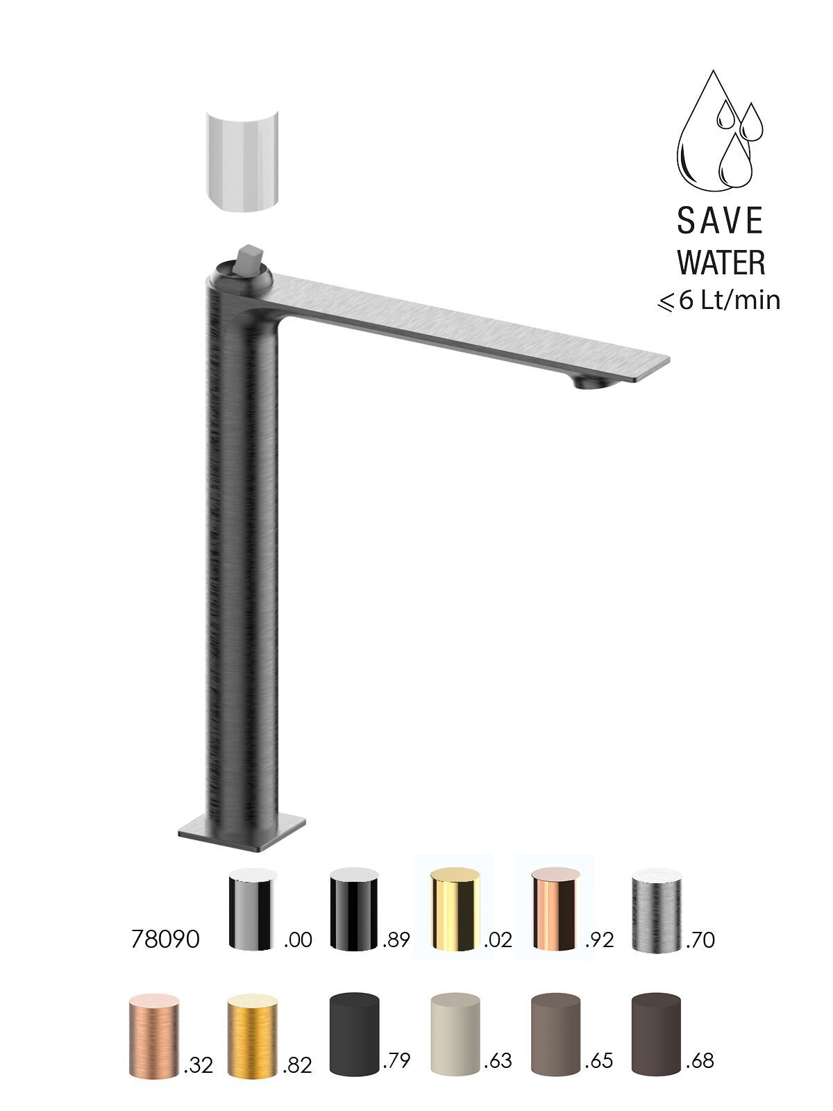 Смеситель для раковины высокого пола с ограничителем расхода Rubinetterie Frattini Narciso S ARCH-00042651 - Вид №5