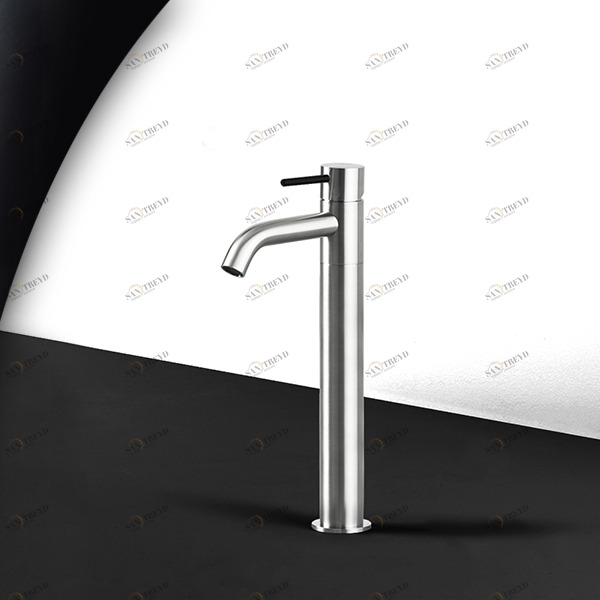 Смеситель для раковины сталь матовая с черной ручкой Toki Radomonte TKS3SCIL12