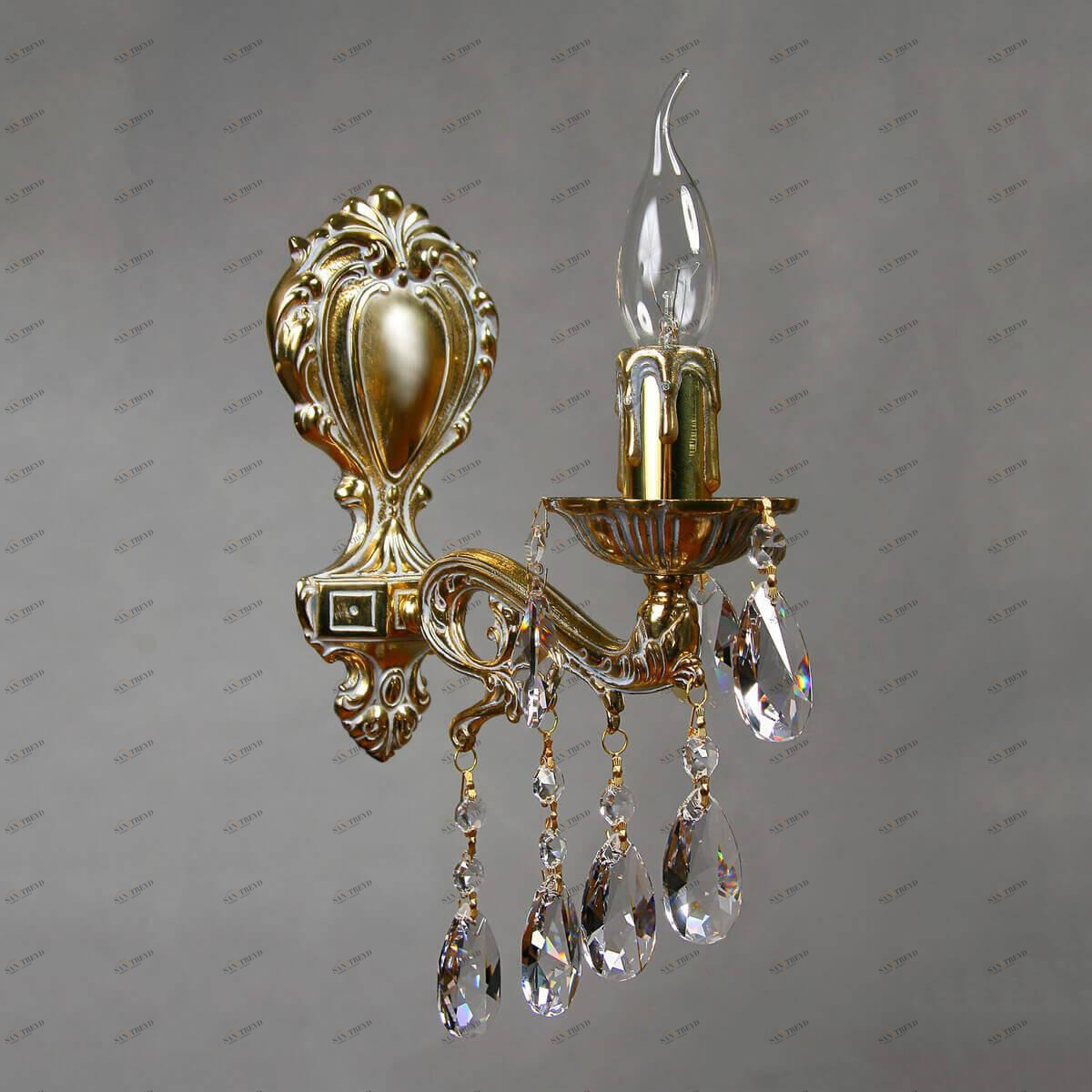 Бра настенное бронзовое Ambiente Leon 2128/1 WP Tear Drop AMBIENTE СВЕЧА 00-3927911 Бронза 