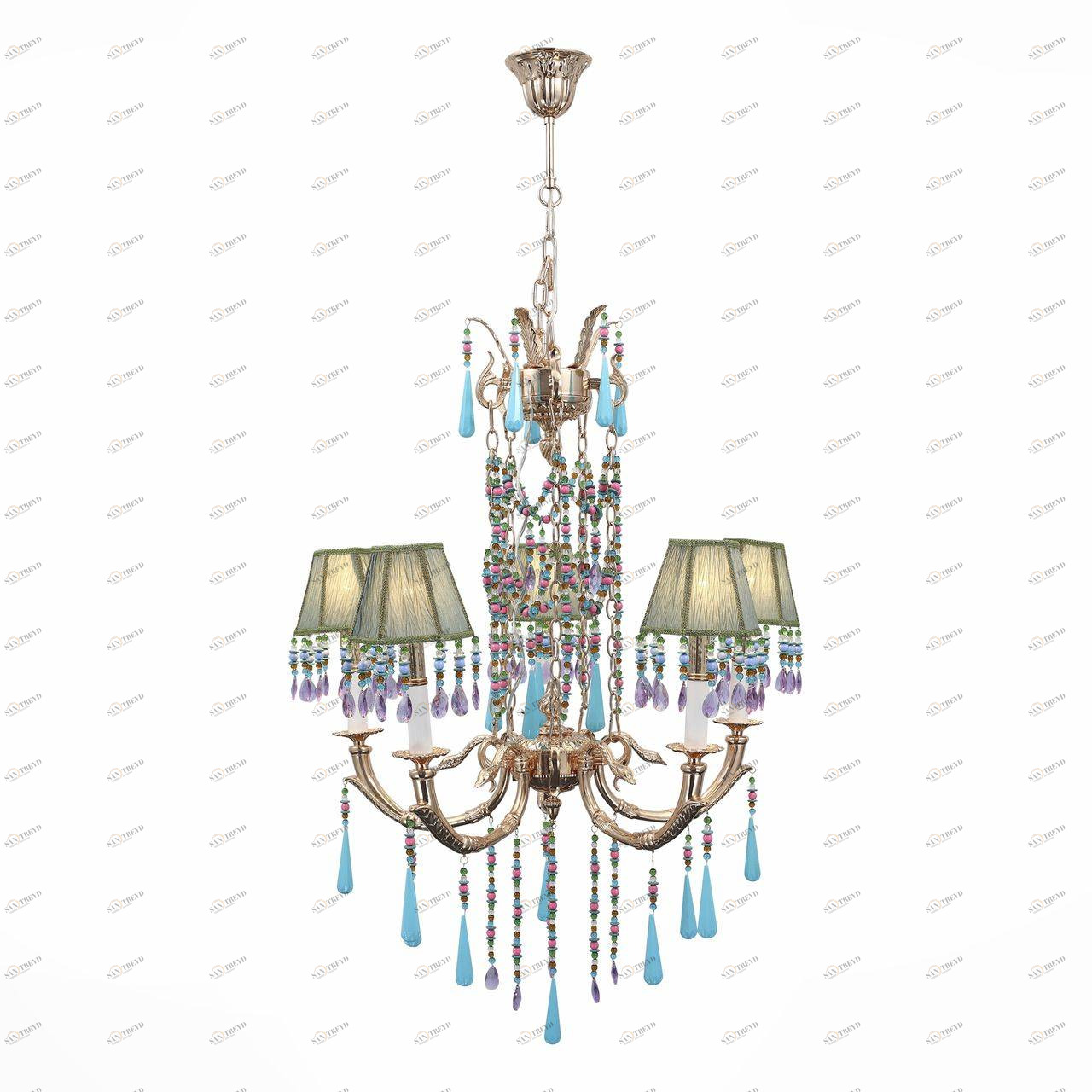 Люстра дизайнерская Parkinson SL792.703.05 ST LUCE ДИЗАЙНЕРСКИЕ, CRYSTAL 057971 Разноцветный;золото;зеленый 