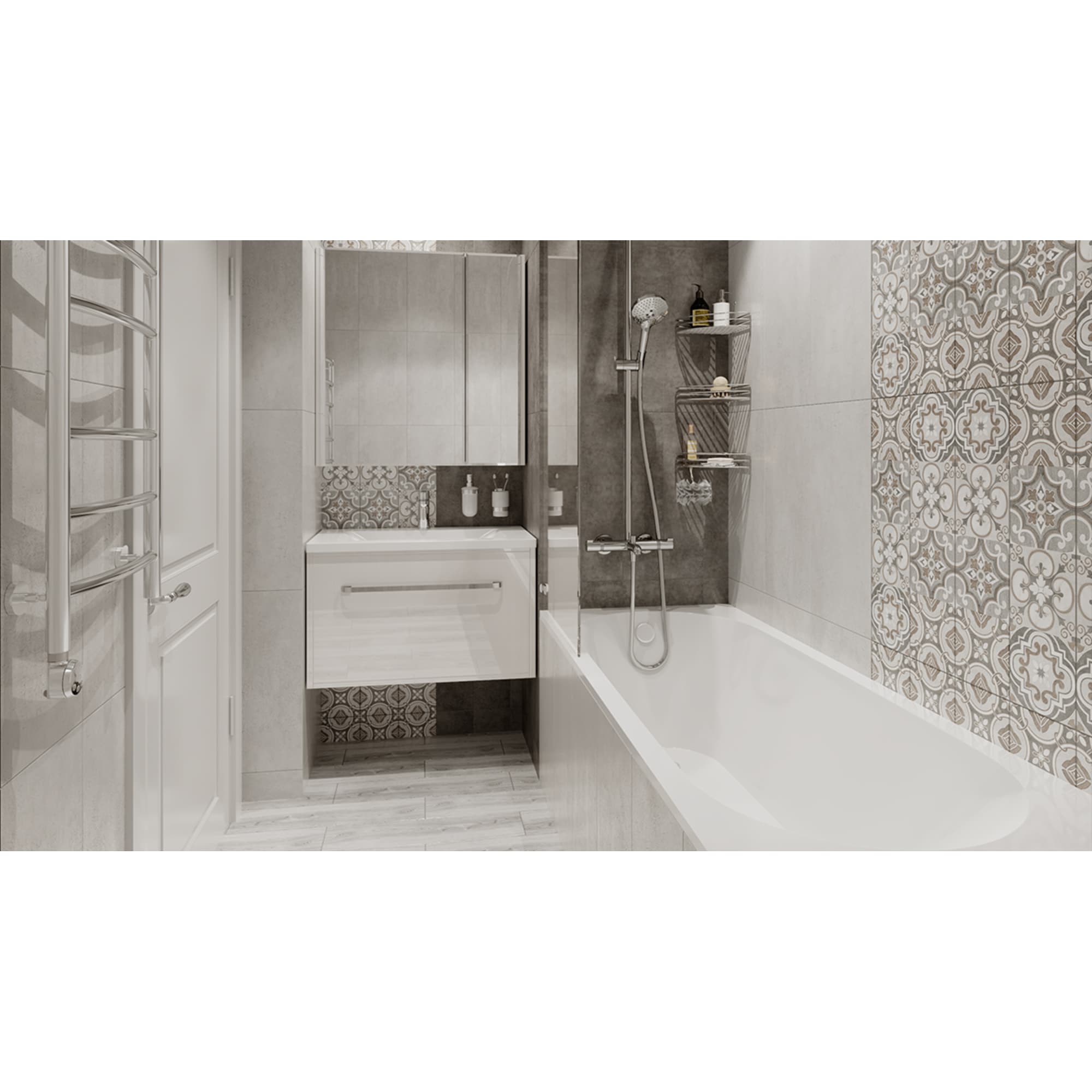 81981323 Шкаф зеркальный «», 80 см, цвет белый глянец Экко Santreyd  - Вид №3