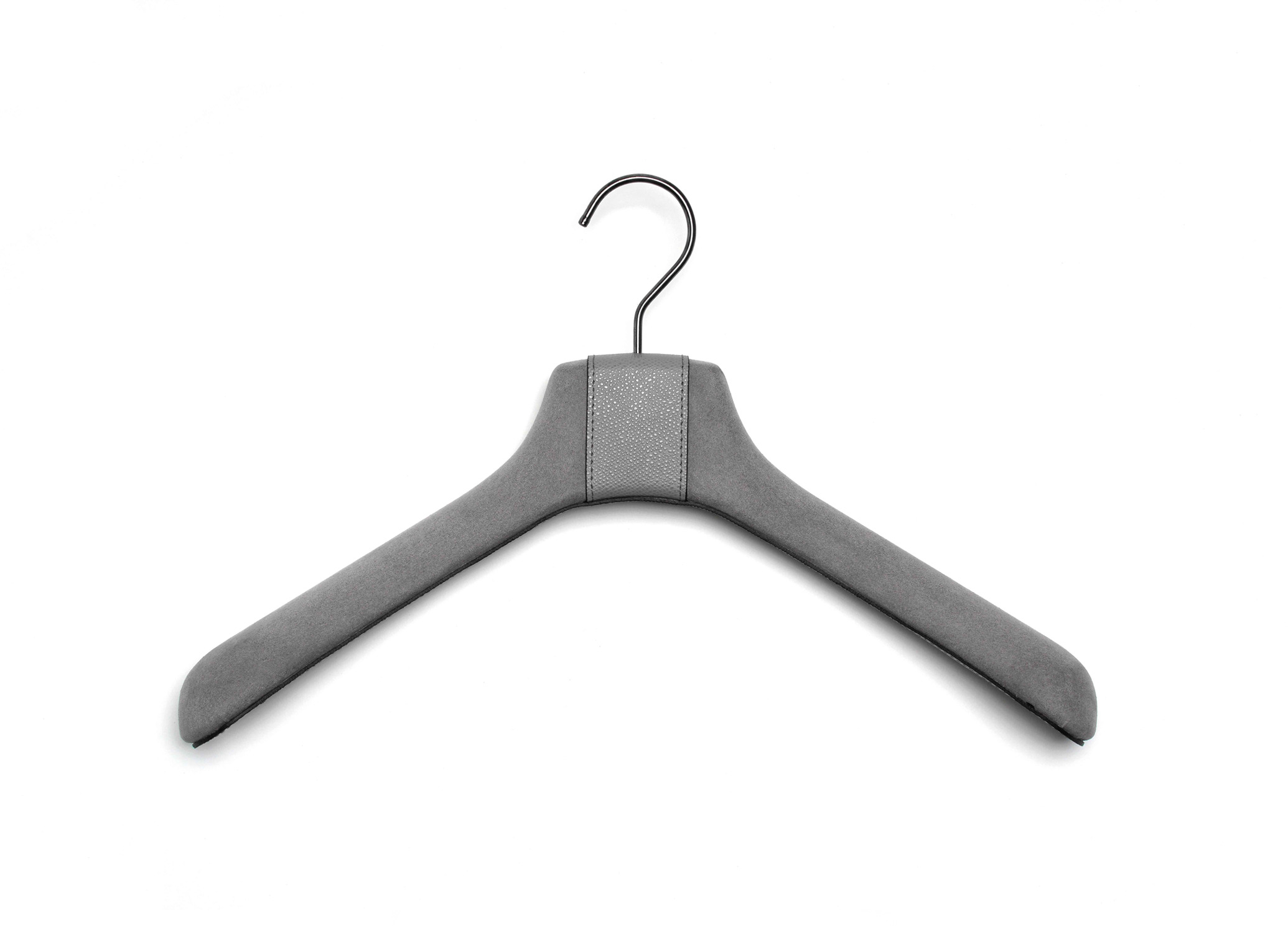 Вешалка для одежды с замшей - 40X5,5 см / зернистая кожа_черный