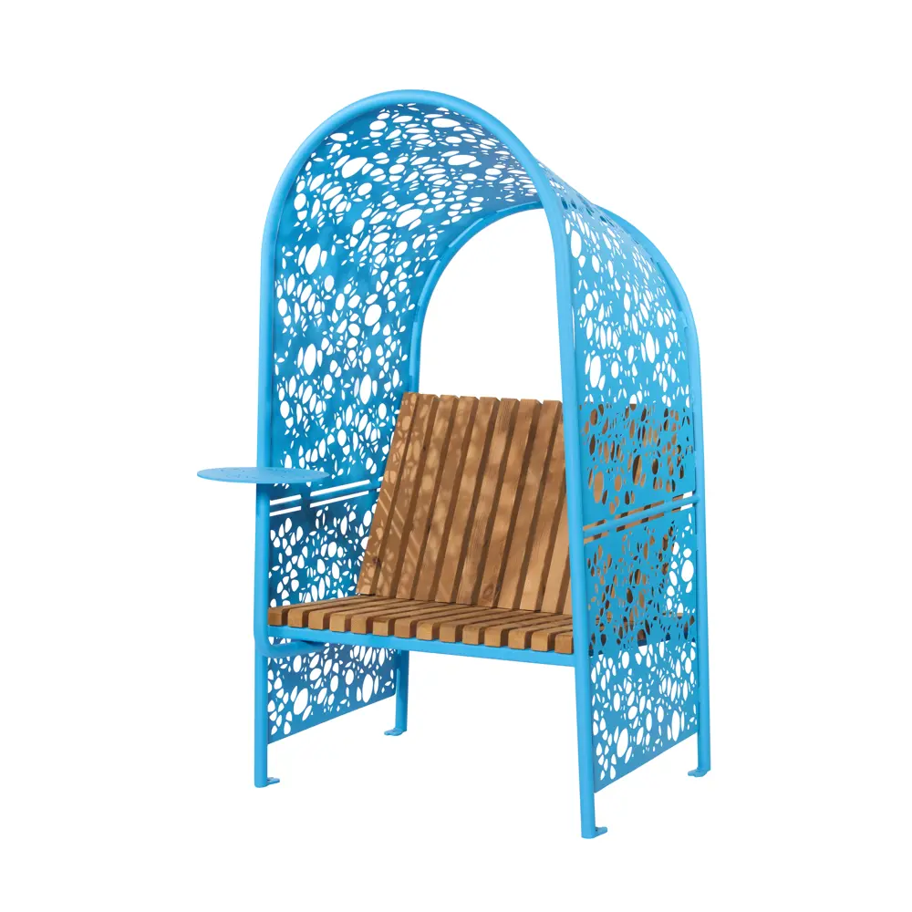 Скамейка Punto design Shade 103.6х90х164.7 см сталь/дерево голубой/коричневый 84304625 STLM-2025453 