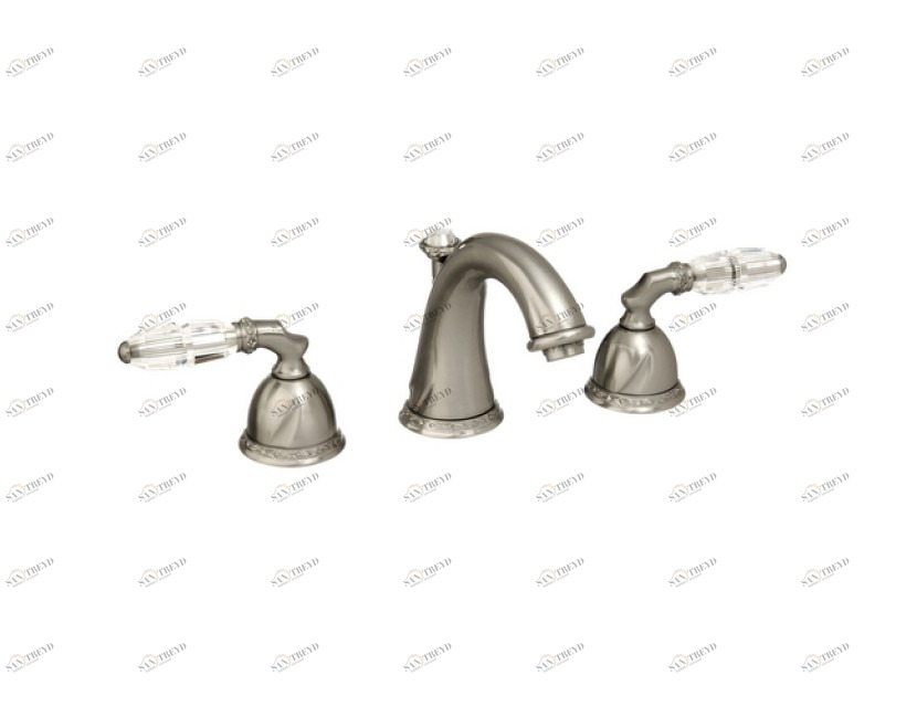 051601.B00.62 Раковина с тремя отверстиями и кристаллами Swarovski Сатин никель Mestre Oman