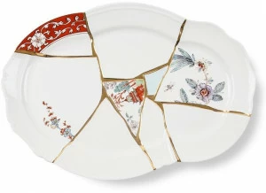 Seletti Сервировочная тарелка из фарфора и золота Kintsugi