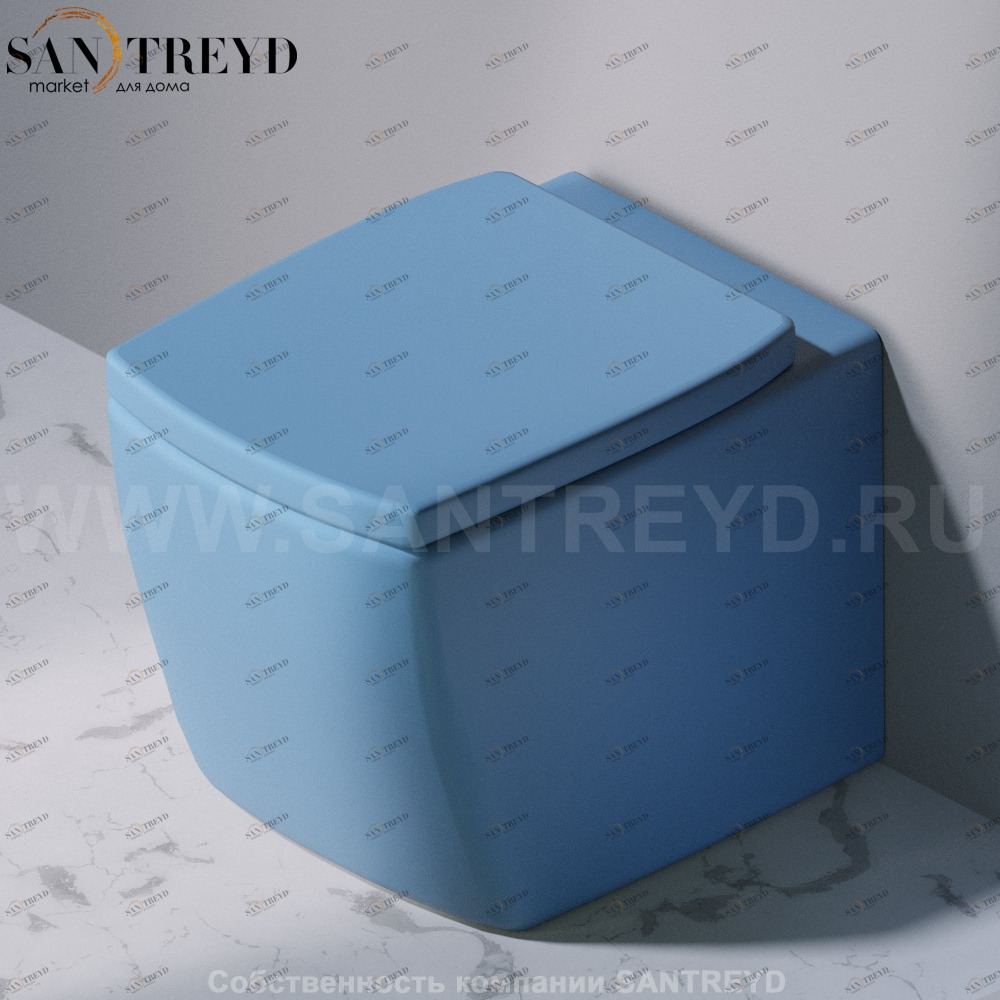 S501.141 Приставной унитаз напольный Голубой A. e T. Italia SQUARE Италия AeT ITALIA