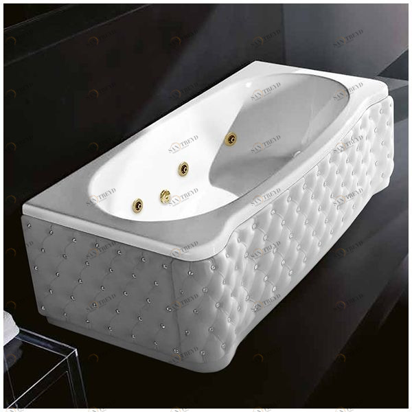 Ванна Gruppo treesse New Classic Young STX-V674B-DX-KBS-GD белая с золотой фурнитурой гидромассажем и дезинфекцией прямоугольная правая белая кожа кристаллы сваровски STXV674BDXKBSGD