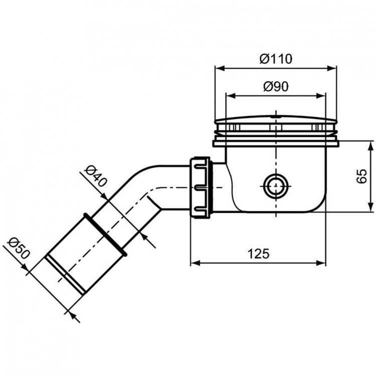 J3417AA Слив для керамических и акриловых душевых поддонов Ø90 мм Ideal Standard NO SUITE DEFINED  - Вид №2