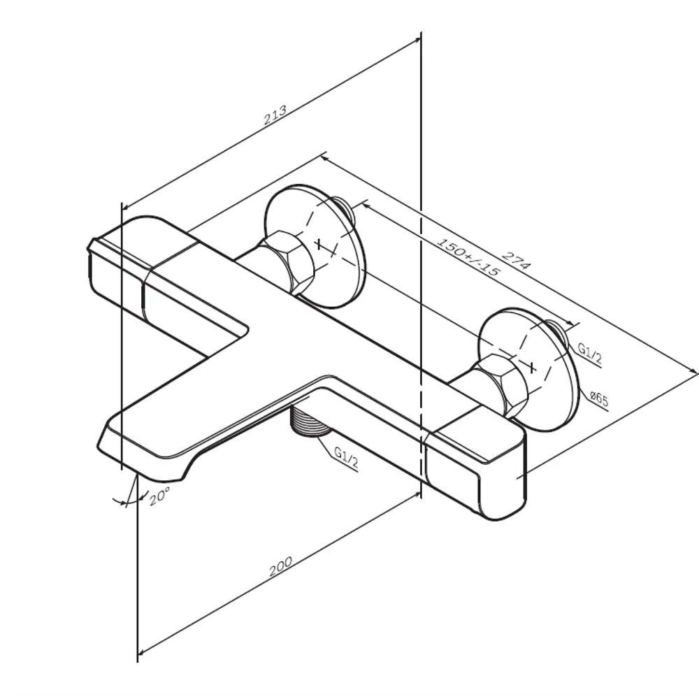 Термостатический смеситель AM.PM Flash для ванной с черным матовым изливом 89346505 STLM-0978922 - Вид №12