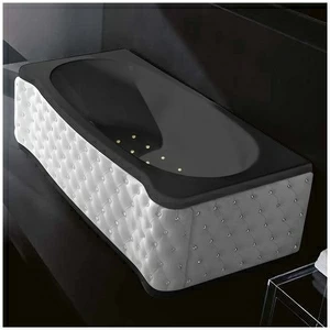 Ванна Gruppo treesse New Classic Young STA-V674C-SX-KBS-CZ чёрная с золотой фурнитурой с аэромассажем прямоугольная левая белая кожа кристаллы сваровски