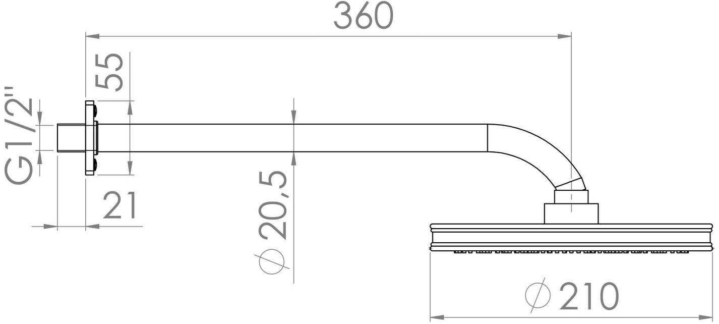 rvb Настенная лейка душа с кронштейном и системой защиты от накипи Flamant factory 8020.--.79 - Вид №1