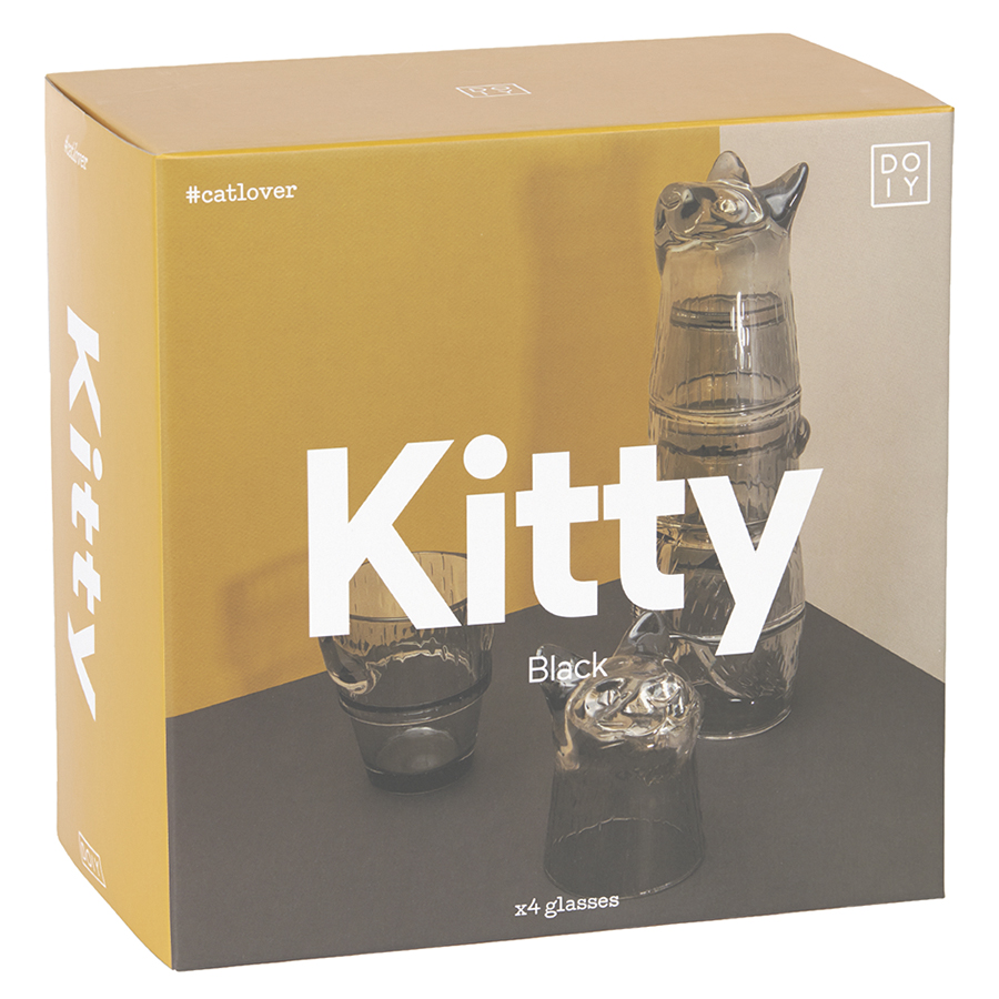 DYKITGLBK Набор из 4 стаканов kitty, черный Doiy  - Вид №4