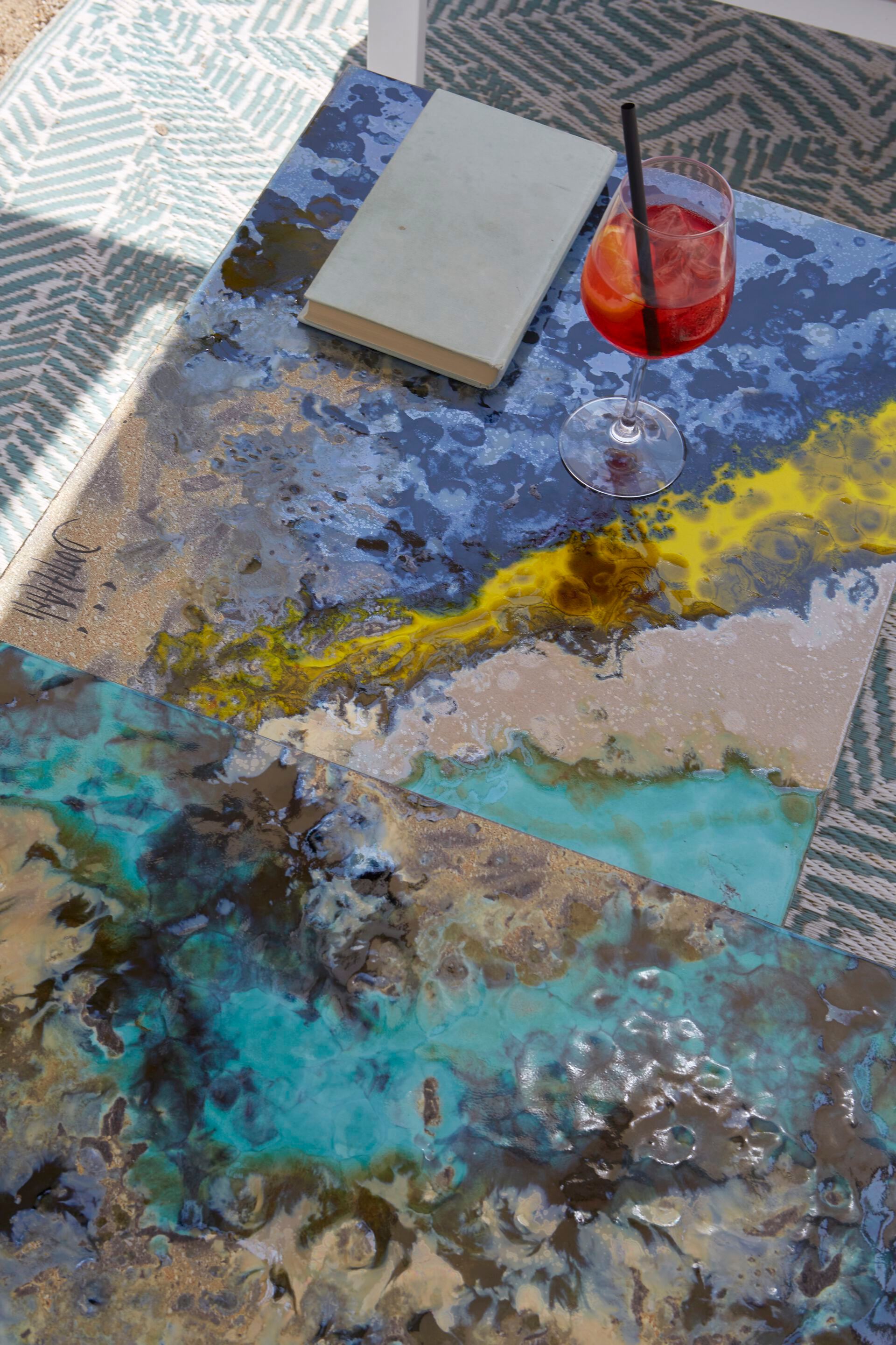 Журнальный столик из фаянса и нержавеющей стали DOMIZIANI современный ARCH-00087831 - Вид №1