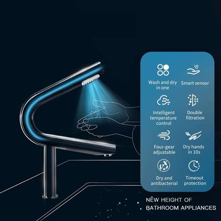 Инфракрасный кран для общественных туалетов с воздушными полотенцами Fontana Showers светло-голубой ARCH-00101035 - Вид №1