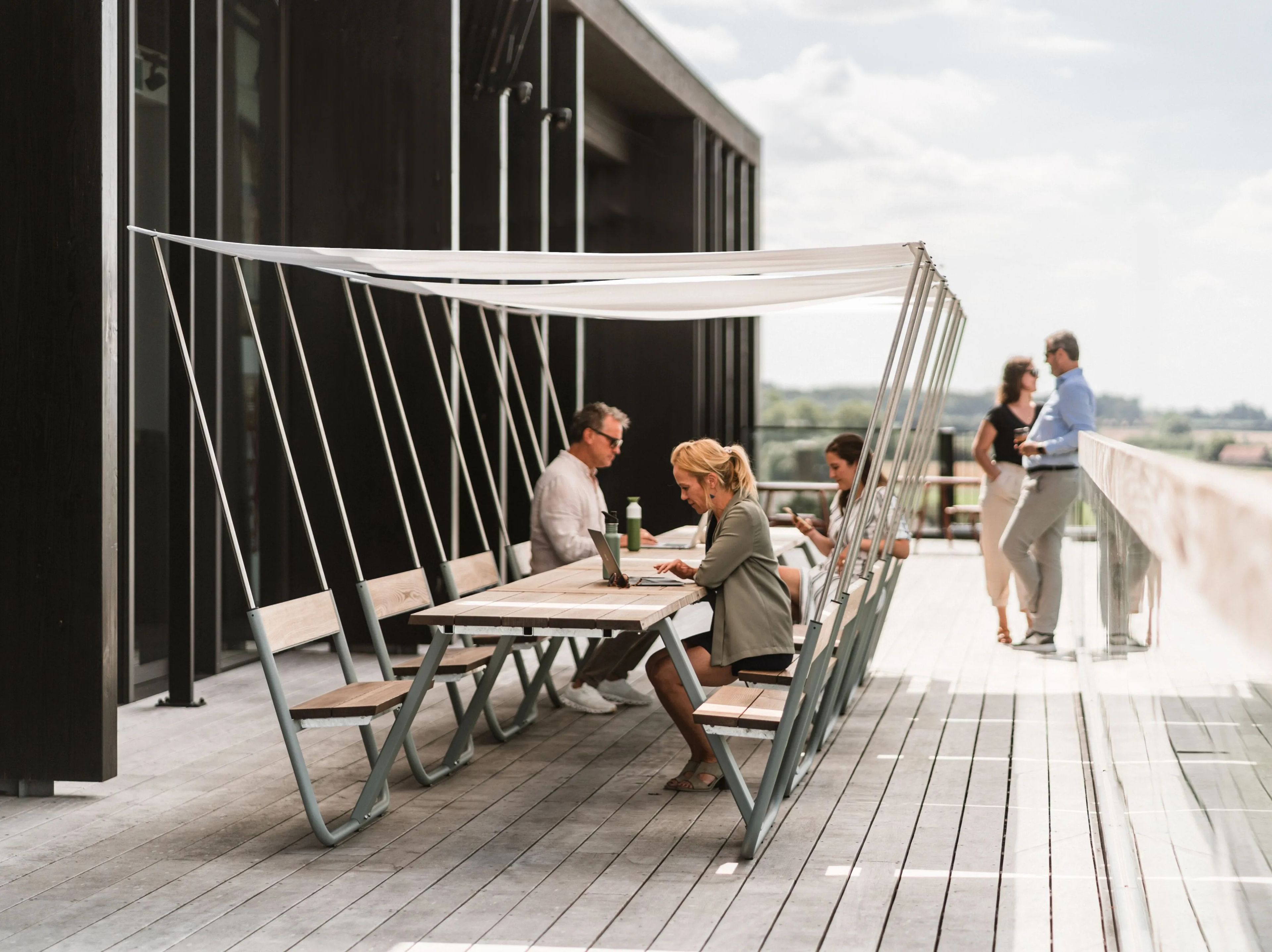 Прямоугольный стол для пикника из стали и дерева со встроенными скамейками Extremis MANILLE ARCH-00005114 - Вид №6