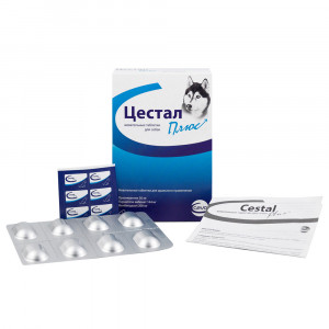 Т00000719 Антигельминтик для собак Цестал Плюс со вкусом печени, 8 таб. CEVA