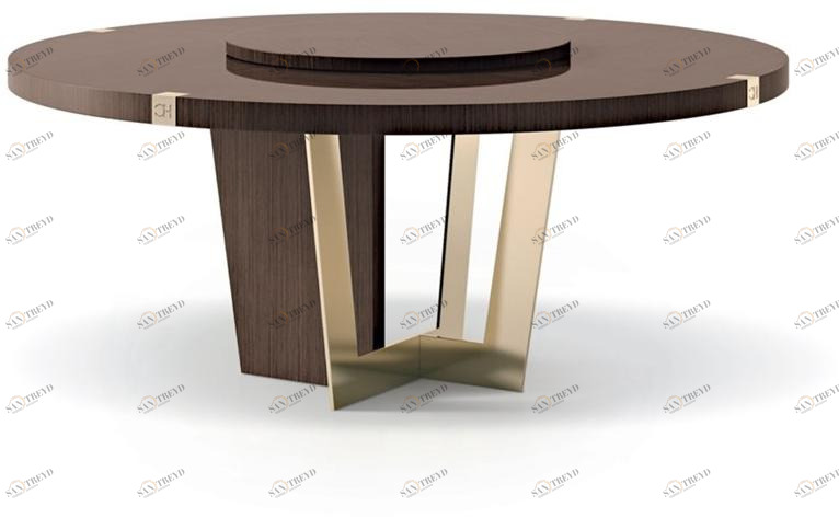 Carpanese Home Круглый деревянный стол с ленивой сьюзан Contemporary 7915