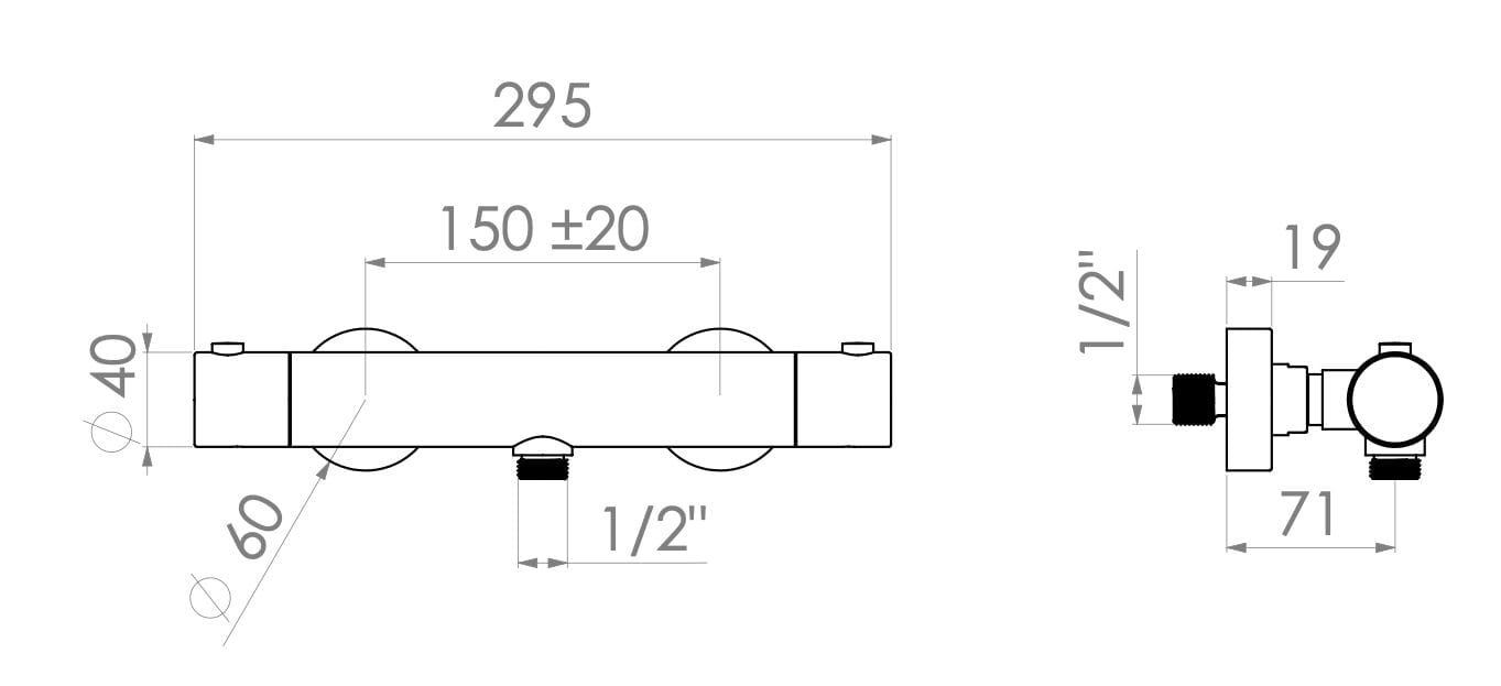 Термостатический смеситель для душа из нержавеющей стали Radomonte Dex ARCH-00072707 - Вид №2